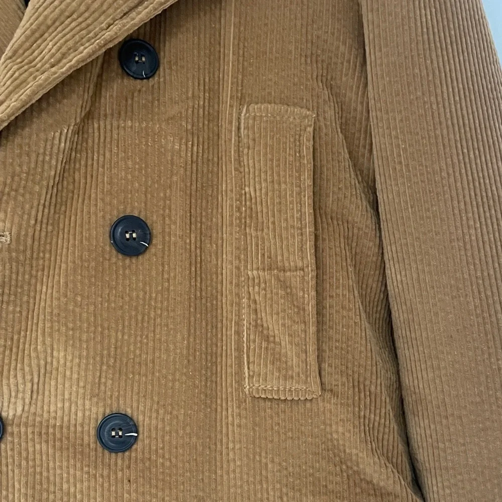 Zara Men's Camel Corduroy Lined Coat - Picture 3 of 5